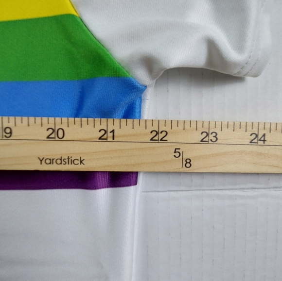 Rainbow Shirt Mens Medium White Short Sleeve 1/4 Zip Collar - Picture 4 of 5